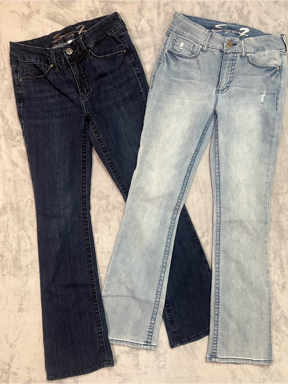 Seven7 Tummyless High Rise Bootcut Jeans Size 6 Lot of 2 Blue Dark Wash Stretch